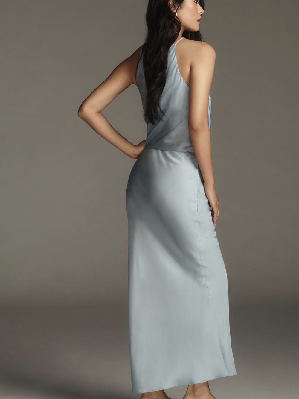 Anthropologie Silk-Blend Maxi Skirt in Pale Blue - Picture 4 of 5